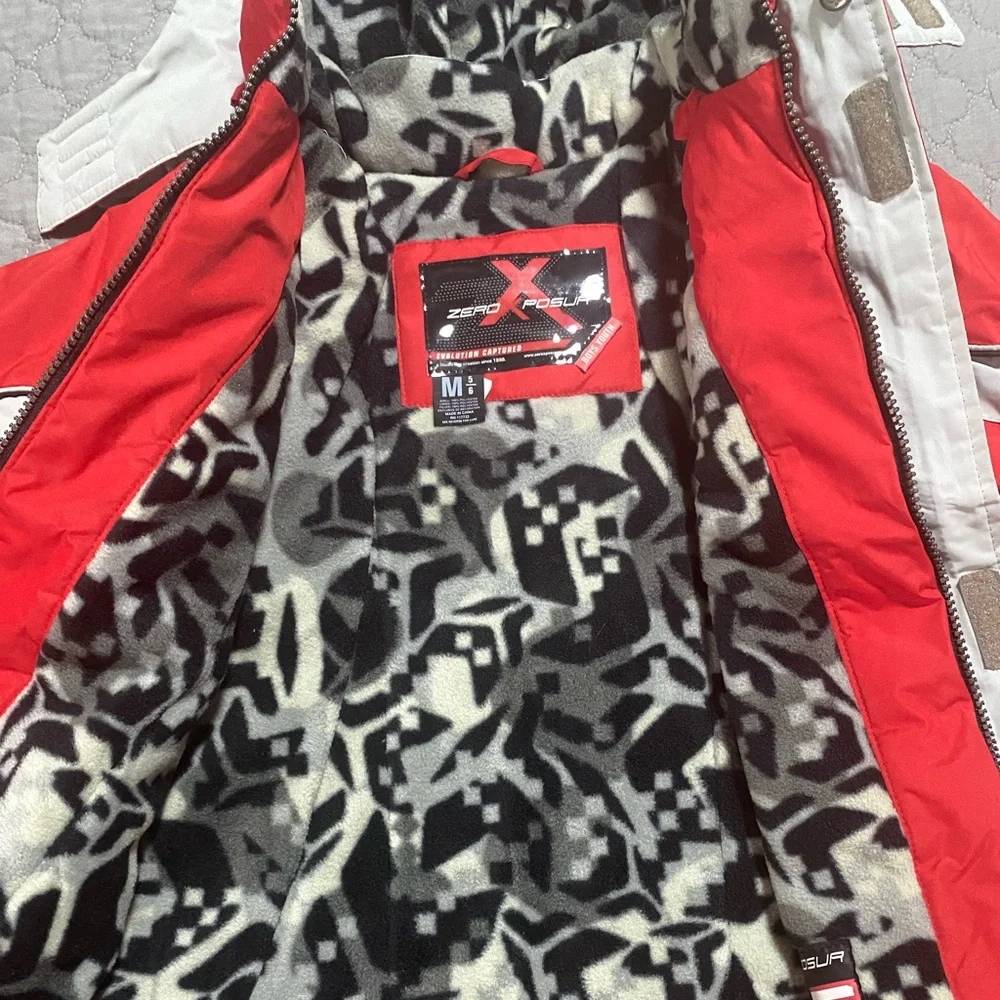 ZeroXposur Boys'‎ Winter Hooded Ski Jacket Fleece Lined Red Black M 5/6